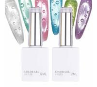 3D Rain Drop Gel - 2 Pieces Soak Off UV LED No Wipe Nail Varnish 12ml