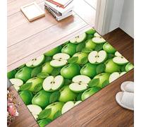 3D Realista Felpudo Antideslizante - 40 x 60 cmManzana Verde Fresca Trampa de Tierra Felpudo Exterior e Interior para Entrada Limpia - Fácil de Cuidar - Blanco Lechoso
