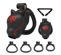 3D resina cabeza de perro jaula de pene BDSM juguete sexual con 4 anillos de polla y 2 llaves, jaula de castidad fetiche conjunto para el pene bondage invertida jaula de castidad (Black,Style-Letter)
