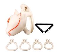 3D resina cabeza de perro jaula de pene BDSM juguete sexual con 4 anillos de polla y 2 llaves, jaula de castidad fetiche conjunto para el pene bondage invertida jaula de castidad (White,Style-Lock)