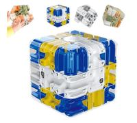3D Rolling Ball Maze Cube, Large Laberinto 3-D Puzzle Maze Cube, Spatial Logic Thinking Training Toys, Focus and Problem Solving Gift for Kids and Adults, Family (Blue)