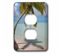 3D Rose Cook Islands, One Foot Island, Tropical White Sand Beach 2 Tapas de Enchufe, Blanco