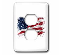 3D Rose Grunge USA Flag Waving in The Wind Patriotic Stars and Stripes 2 Tapas de Enchufe, Multicolor