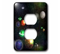 3D Rose Image Painting of Planets In Our Solar System 2 Tapas de Enchufe, Multicolor