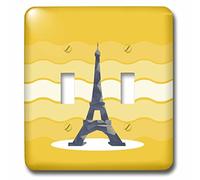 3D Rose LSP_235795_2 The Eiffel Tower Against A Wavy Yellow Background Double Toggle Switch, Multicolor