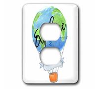 3D Rose LSP_254829_6 Globo de Aire Caliente con Estampado de Acuarela Tierra con la Palabra Explore 2 Plug Outlet, Multicolor