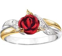 3D Rose Ring Women Strass Anillos Joyas Brillantes Aniversario de Boda, 9Bella y Hable.