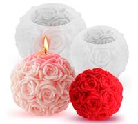 3D Rosenkugel Kerzenform Molde para velas rose bola 2 Pcs moldes de silicona para velas para hacer velas, adornos artesanales, velas perfumadas para San Valentín