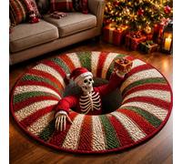 3D Rugs Optical Illusion Christmas, 3D Christmas Rugs Round Mat，B：60cm