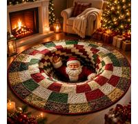 3D Rugs Optical Illusion Christmas, 3D Christmas Rugs Round Mat，C：80cm
