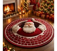 3D Rugs Optical Illusion Christmas, 3D Christmas Rugs Round Mat，D：50cm