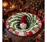 3D Rugs Optical Illusion Christmas, 3D Christmas Rugs Round Mat，E：60cm