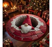 3D Rugs Optical Illusion Christmas, 3D Christmas Rugs Round Mat，F：60cm