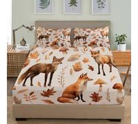 3D Sabana Bajera Ajustable 150x190 cm Bolsillo Profundo 30 cm Tema De Animales del Bosque Hipoalergénico Fácil de Cuidar Sábana Bajera De Color Claro para Decoración Dormitorio Ropa de Cama