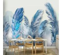 3D Sala De Estar Mural Decoración Del Hogar Hojas Azules Planta Paisaje Sofá Tv Papel Tapiz Arte Fondo Pared-400Cm×280Cm