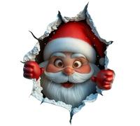 3D Santa Claus Broken Wall Cartoon Design Christmas Decals | Christmas Creative Santa Wall Sticker, Stickers Peel And Stick,Winter Claus Decals Decorations For Home