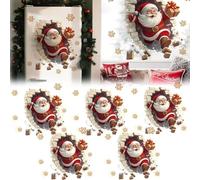 3D Santa Wall Sticker, Santa Breakthrough Wall Sticker, Large Removable Christmas Decals Creative Decals Peel and Stick, Xmas Holiday Cartoon Clings, Breaking Through The Wall Effect (5 unidades de