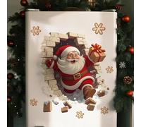3D Santa Wall Sticker, Santa Breakthrough Wall Sticker, Large Removable Christmas Decals Creative Decals Peel and Stick, Xmas Holiday Cartoon Clings, Breaking Through The Wall Effect(1 unidad de 16,93