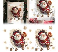 3D Santa Wall Sticker, Santa Breakthrough Wall Sticker, Large Removable Christmas Decals Creative Decals Peel and Stick, Xmas Holiday Cartoon Clings, Breaking Through The Wall Effect (2 unidades 13,78