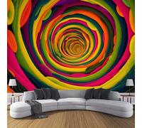 3D Seda Papel Pintado Panorámico Diseño Geométrico, 400 × 280 Cm, Patrón Espiral Abstracto Grandes Murales Tapiz Para Salón, Adulto Habitación De Niños, Estudio Decoración,Amarillo Mostaza