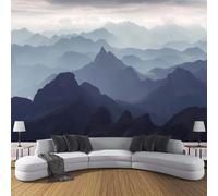 3D Seda Papel Pintado Panorámico Vistas A La Montaña, 200 × 140 Cm, Alpes Grandes Murales Tapiz Para Salón, Adulto Habitación De Niños, Estudio Decoración,Gris Púrpura