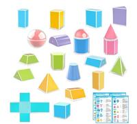 3D Shapes for Teaching - 20-Piece Folding Perspective Educational - 3D Shapes Math Manipulatives - for Homeschool Kindergarten Education Kids Teacher Students Parents