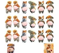 3D Shiba Inu Dog Belly Sticker,Super Soft Silicone Anti-Collision Sticker for Home Aesthetics,Cute Puppy Wearing Orange Outfit Stickers,Big Dog Belly Stickers for Phones Car Home Decor (18PCS)