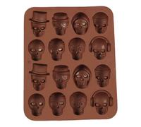 3d Skull Silicone Mold, Halloween Non-Stick Baking Tray, 16 Cavity Candy and Chocolate Mold, Gummy Skull Maker with Assorted Shapes, Cake Decorating Tool, 9.33x7.32x0.79 Inches