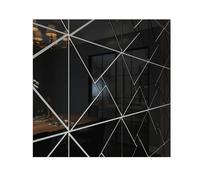 3D Square Wall Mirror Stickers Self-Adhesive DIY Simple Decal For TV Background Living Room Art Home Decor For Bathroom(Black,M 30x30cm 4pcs)
