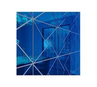 3D Square Wall Mirror Stickers Self-Adhesive DIY Simple Decal For TV Background Living Room Art Home Decor For Bathroom(Blue,S 20x20cm 4pcs)