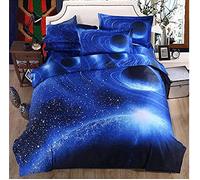 3D Starry Tierra Universo Estudiante una Cama única Set Cuatro Piezas Doble Hoja Hojas de Almohada (Color: Full (200x220cm)) (Twin (170x220 cm))