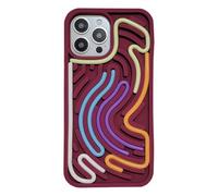 3D Stereoscopic Silicone Color Line Sensory Decompression Phone Case, Shockproof Protective Sensory Activity Board Back Cover for iPhone 17/16/15/14/13/12/11 Pro Max (For iPhone 17 Pro,Red Line)