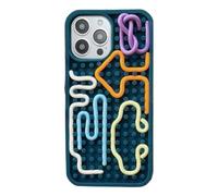 3D Stereoscopic Silicone Color Line Sensory Decompression Phone Case, Shockproof Protective Sensory Activity Board Back Cover for iPhone 17/16/15/14/13/12/11 Pro Max (For iPhone 14 Pro,Blue Dots)