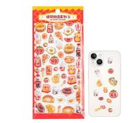 3D Sticker - Cute Funny Clear Food Theme Decal for | Raised Texture with Transparent Adhesive Backing & Colorful Cartoon Snacks for Kids, School, Journal and Planner
