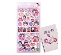 3D Sticker, Japanese Style Strong Adhesive Decal with 7.87x3.74 Inches Size, Cute Small Stickers, for Girls Boys Toddler Scrapbook Journal Phone Classroom Halloween Crafts Party, Multicolor