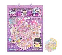 3D Sticker Scene Book, 3D Stickers Miniature Scene Book, DIY Cartoon Fun Craft Supplies, Miniature Landscape Sticker Scenes Books For Kids Adults Scrapbooking Notebook Journal