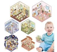 3D Sticker Scene, Cartoon Miniature Scene 3D Landscaping Stickers | Visual Stacking House Decal, Creative Party Supplies for Bedroom, Living Room, Kitchen Decoration