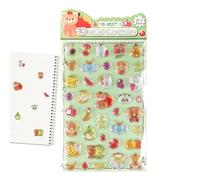 3D Stickers - 15cm Cute Stickers | CrystalStickers Self Adhesive PVC Paper Waterproof Decorative Sheet - Cartoon Animal Relief Design | Diary DIY Phone Crafts Kids Girls