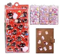 3D Stickers - 21.5x10cm Cute Stickers | PuffyStickers - 4-Pack Cartoon Animal Bear Rabbit Devil | Decorative Sticker for Journals, Phone Cases, DIY Crafting Projects