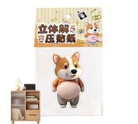 3D Stickers - Waterproof Puppy Character Decals, Thin Decorative Animal Graphics with Strong Adhesive, Multi Aesthetic Customization, Ideal for Water Bottle Planner Decor