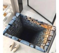 3D Stone Cellar Black Hole Design - Washable for Bathroom, Bedroom, Living Room, Camping, Yoga Mat, Home Decor-50x80cm