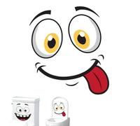 3D Surprised Face Toilet Decal, Funny Toilet Stickers for Bathroom, Waterproof Cover Lid Vinyl Decals, Self-Adhesive Washroom Wc Seat Stickers, for Home Decor (Set B)
