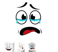 3D Surprised Face Toilet Decal, Funny Toilet Stickers for Bathroom, Waterproof Cover Lid Vinyl Decals, Self-Adhesive Washroom Wc Seat Stickers, for Home Decor (Set C)
