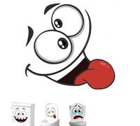 3D Surprised Face Toilet Decal, Funny Toilet Stickers for Bathroom, Waterproof Cover Lid Vinyl Decals, Self-Adhesive Washroom Wc Seat Stickers, for Home Decor (Set E)