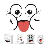 3D Surprised Face Toilet Decal, Funny Toilet Stickers for Bathroom, Waterproof Cover Lid Vinyl Decals, Self-Adhesive Washroom Wc Seat Stickers, for Home Decor (Set D)