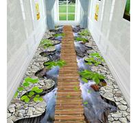 3D Suspension Bridge Pattern Illusion Runner Rug Non-Slip Washable for Hallway Entrance Office Living Room Bedroom Kitchen Floor Modern Decoration