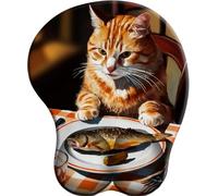 3D Tappetino per Mouse Supporto per poggiapolsi antidolorifico Le déjeuner du Chat Orange antidolorifico per poggiapolsi Comodo tappetino per Mouse ergonomico per ufficio/giocatore/OL/programmatore