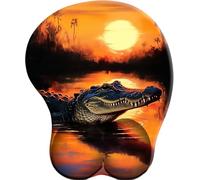 3D Tappetino per Mouse Supporto per poggiapolsiCoucher de Soleil Sur l'ombre du Crocodile antidolorifico per poggiapolsi Comodo tappetino per Mouse ergonomico per ufficio/giocatore/OL