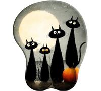 3D Tappetino per Mouse Supporto per poggiapolsiFamille de Chats Noirs Dans UNE Nuit au Clair de Lune antidolorifico per poggiapolsi Comodo tappetino per Mouse ergonomico per ufficio/giocatore/OL