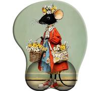 3D Tappetino per Mouse Supporto per poggiapolsiSouris cueilleuses de Fleurs au Printemps antidolorifico per poggiapolsi Comodo tappetino per Mouse ergonomico per ufficio/giocatore/OL